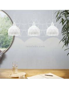 Candeeiro suspenso Roccaforte branco com 3 abajures 2