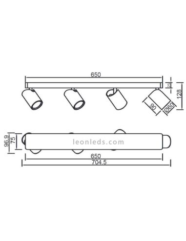 Regleta de techo con 4 focos...