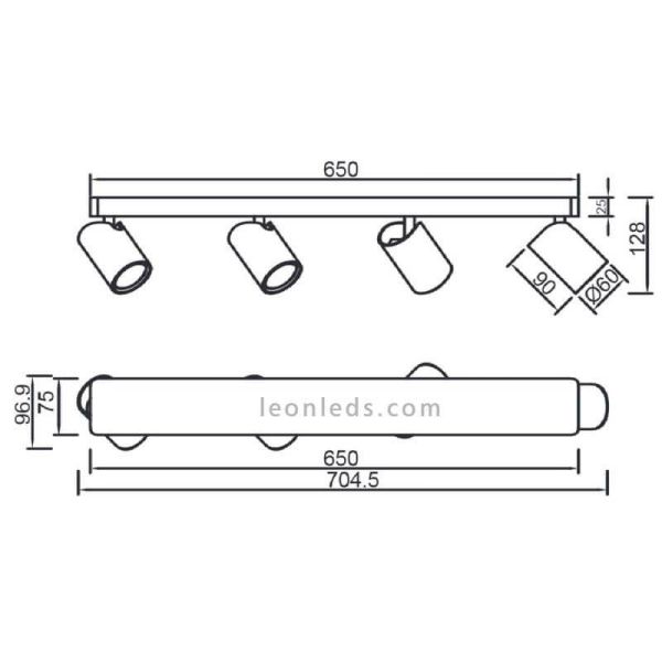Regleta de techo con 4 focos...