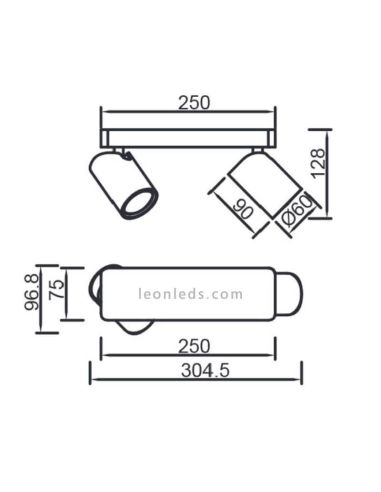 Regleta de techo con 2 focos...