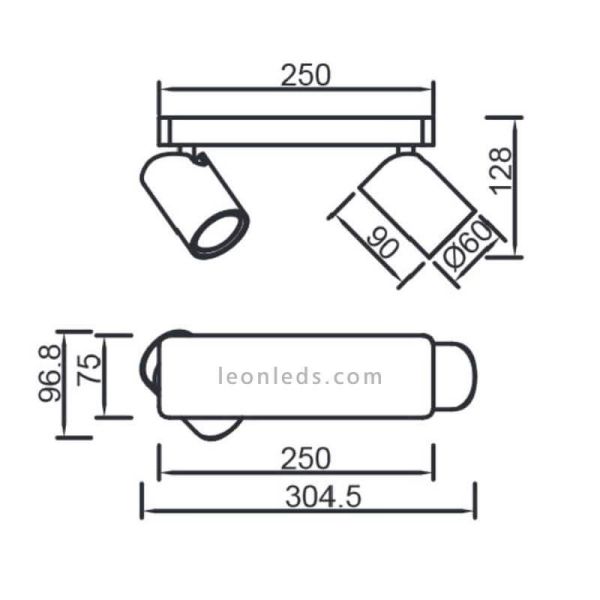 Réglette plafond avec 2 Spots...