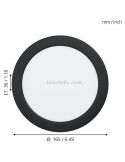 Downlight LED preto encastrado redondo Fueva 5 IP44 10,5W Dimensões Eglo