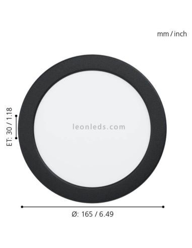 Downlight LED redondo empotrable negro Fueva 5 IP44 10,5W Eglo dimensiones