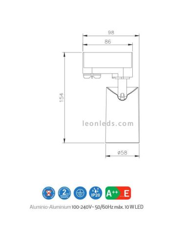 Foco carril orientable 360º para rail...