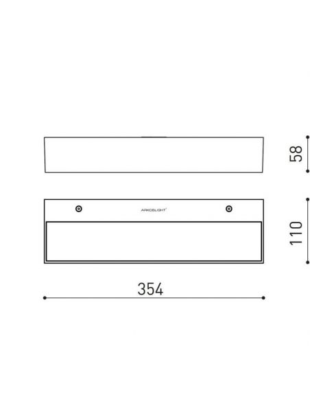 Dimensions de l'applique d'intérieur Rec Double LED d'Arkoslight | leonleds