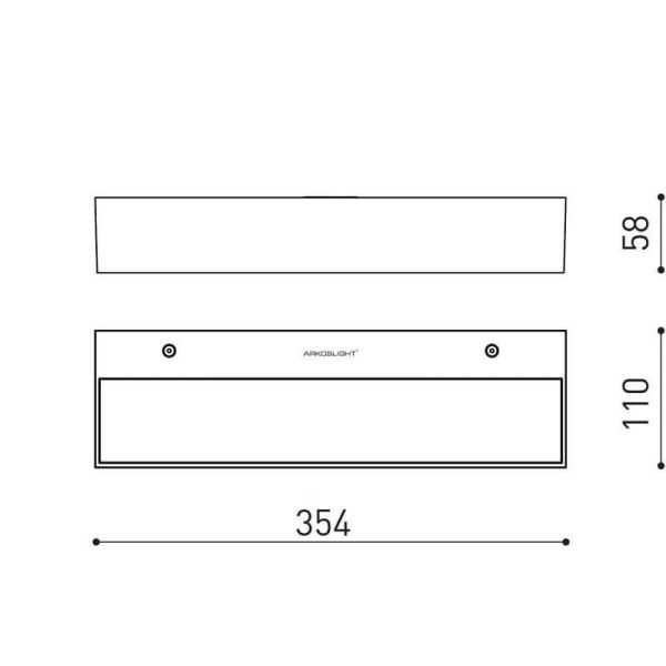 Medições da luz de parede interna Rec Double LED da Arkoslight | leonleds