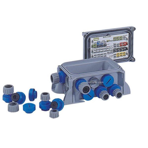 Caixa de junção à prova d'água para instalações de 12V e 24V com tomadas e tampas 175020 Vignal | LeonLeds