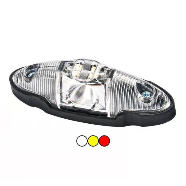 Piloto 3 Funciones Lateral LED con o sin soporte Blanco Ovalado 12v 24v Plataforma Remolque Agrícola | LeonLeds