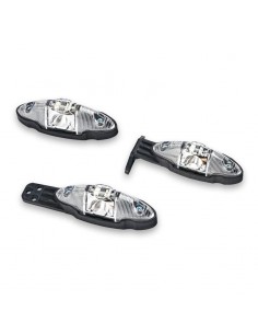 Piloto 3 Funciones Lateral LED con o sin soporte Blanco Ovalado 12v 24v Plataforma Remolque Agrícola | LeonLeds