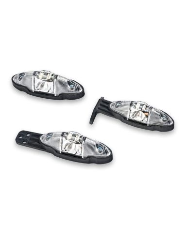 Luz Lateral 3 Funções LED com ou sem suporte Oval Branco 12v 24v Plataforma Reboque Agrícola | leonleds