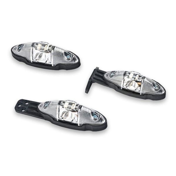 Piloto 3 Funciones Lateral LED con o sin soporte Blanco Ovalado 12v 24v Plataforma Remolque Agrícola | LeonLeds