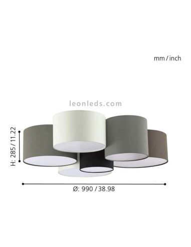 Plafón de techo textil multicolor grande Pastore dimensiones