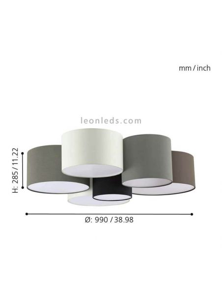 Plafón de techo textil multicolor grande Pastore dimensiones