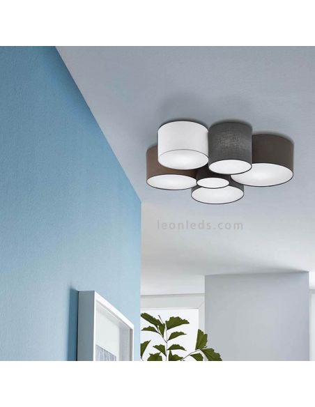 Plafón de techo textil multicolor grande Pastore 6xE27 Eglo Iluminación