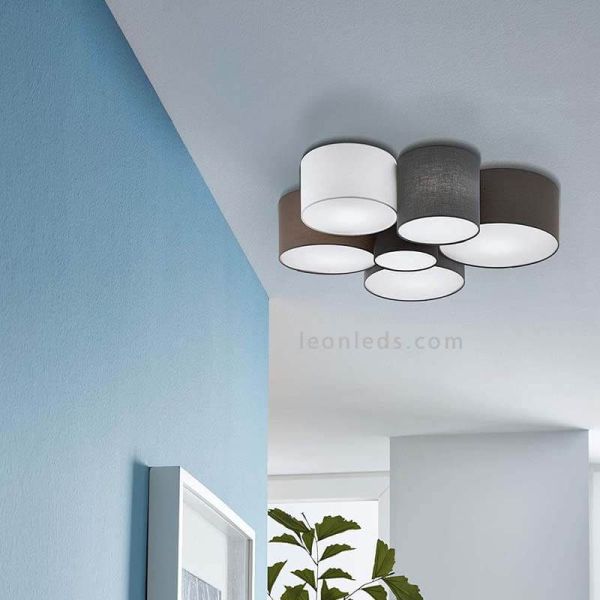 Plafón de techo textil multicolor grande Pastore 6xE27 Eglo Iluminación