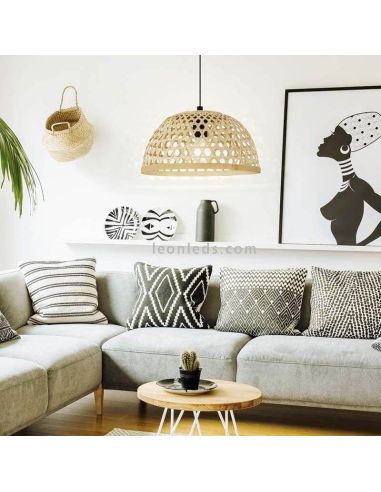 Candeeiro suspenso Claverdon de madeira grande