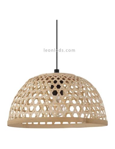 Lámpara colgante Claverdon de madera grande Eglo