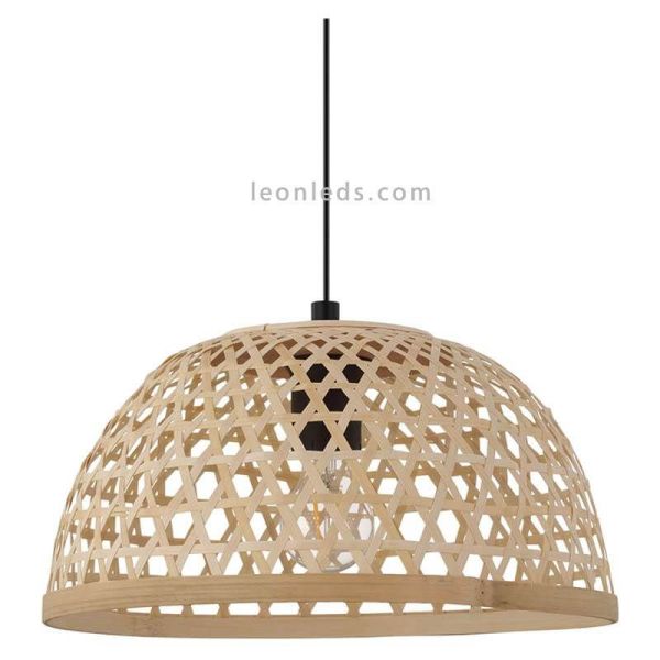 Lámpara colgante Claverdon de madera grande Eglo