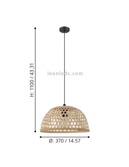 Lámpara colgante Claverdon de madera grande Eglo dimensiones