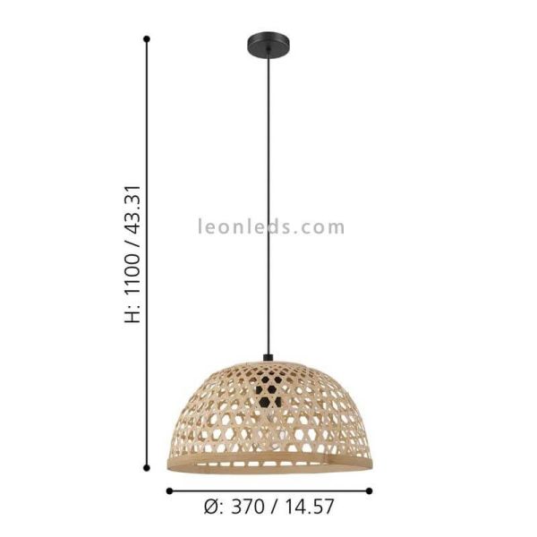 Lámpara colgante Claverdon de madera grande Eglo dimensiones