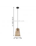 Petite suspension acier et bois Claverdon dimensions Eglo