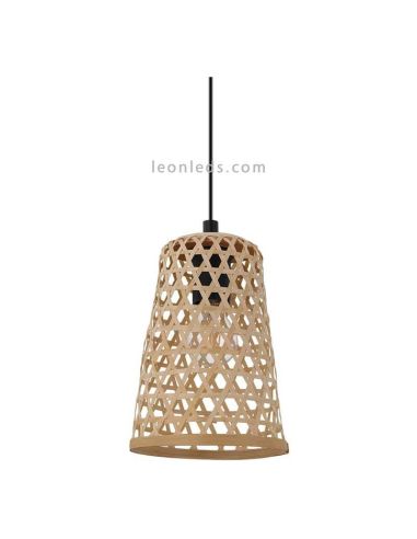 Lámpara colgante Claverdon de acero y madera pequeña Eglo 43252