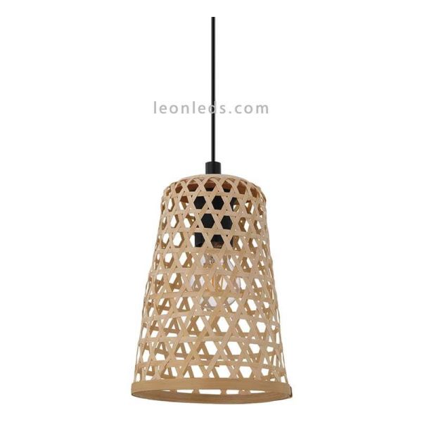 Lámpara colgante Claverdon de acero y madera pequeña Eglo 43252