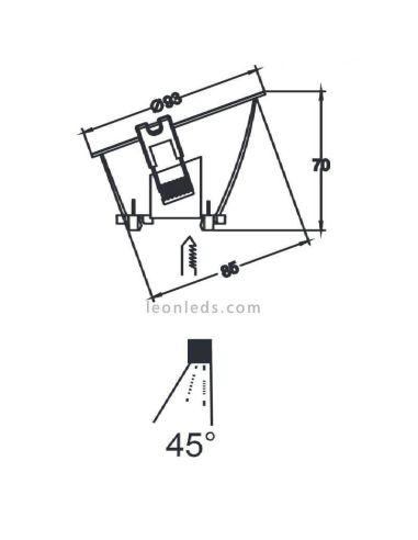 Anel encastrável redondo fixo 45º...
