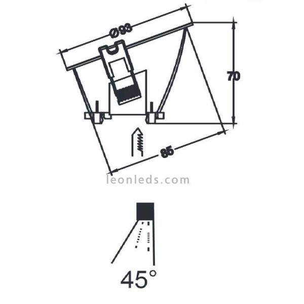 Aro empotrable redondo fijo 45º...