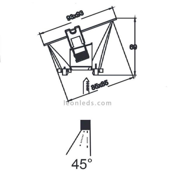 Aro empotrable 45º cuadrado fijo...