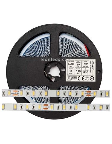 Tira LED 5630 18W/m 24V IP20 5Metros 100Lm/w