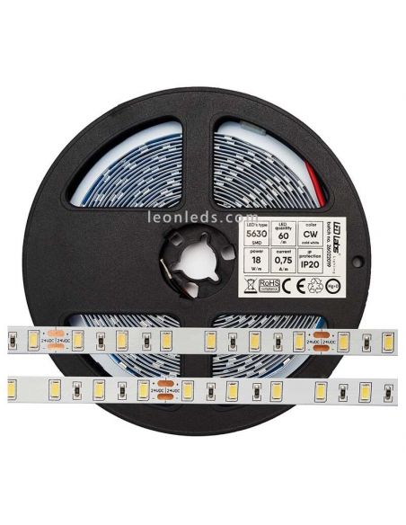 Tira LED 5630 18W/m 24V IP20 5Metros 100Lm/w