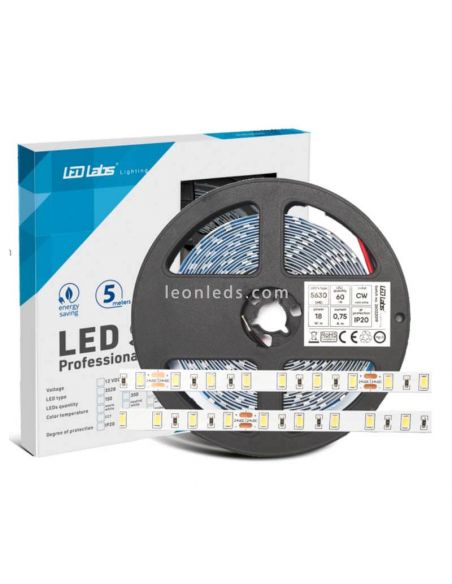 Tira LED 5630 18W/m 24V IP20 5Metros 100Lm/w corte cada 10cm