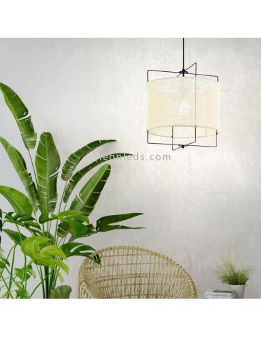 Lámpara colgante Bridekirk de lino y acero E27 ambiente