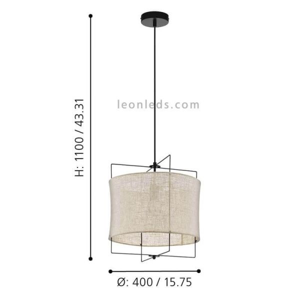 Suspension lin et acier Bridekirk dimensions E27