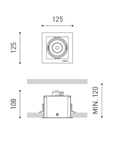 Dimensiones del foco con 1 luz Orbital Mini de Arkoslight | LeonLeds.com