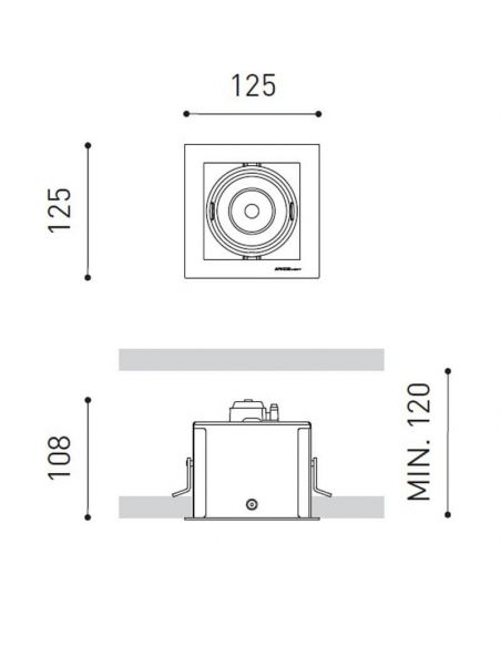 Dimensiones del foco con 1 luz Orbital Mini de Arkoslight | LeonLeds.com