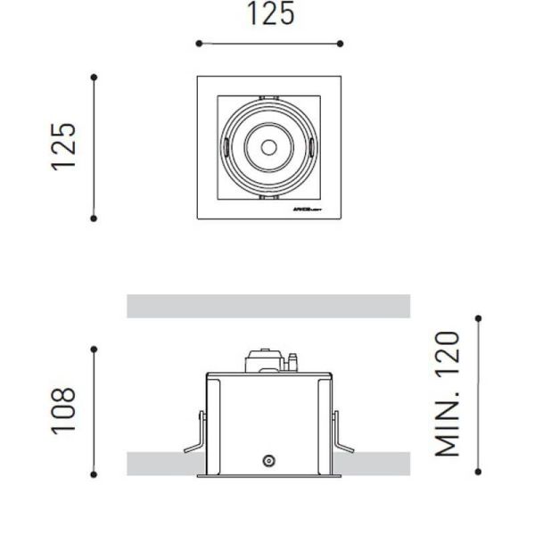 Dimensiones del foco con 1 luz Orbital Mini de Arkoslight | LeonLeds.com