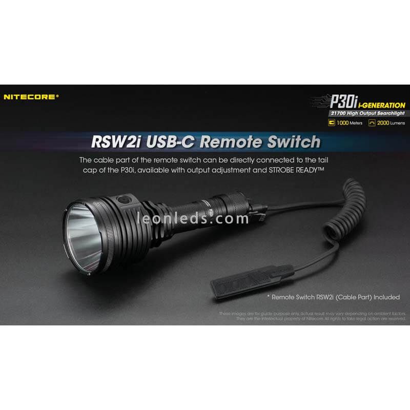 Linterna de Mano LED P30i de largo alcance 1000 metros | Leonleds.com