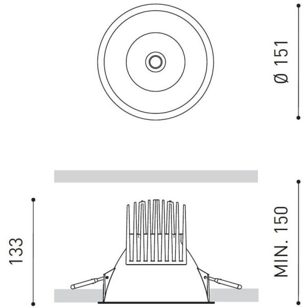 Dimensions du downlight LED Arkoslight Lex Blue 21,5W | LeonLeds.com
