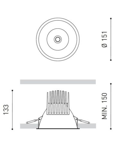 Dimensiones del downlight LED Lex Blue 21,5W de Arkoslight | LeónLeds.com
