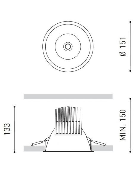 Dimensiones del downlight LED Lex Dim to warm de Arkoslight | LeónLeds.com