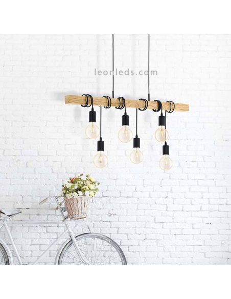 Lámpara colgante Townshend 6 luces vintage Eglo