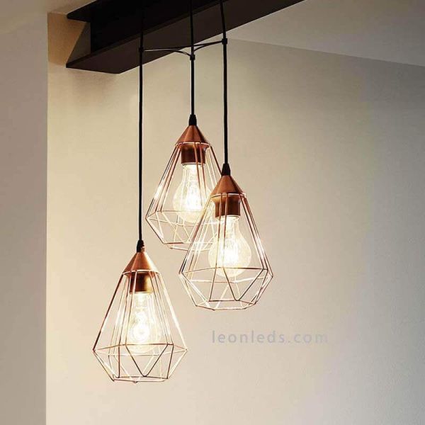 Lámpara colgante Tarbes  de 3 luces color cobre ambiente