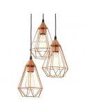 Suspension Tarbes 3 lumières couleur cuivre ambiance Eglo éclairage vintage