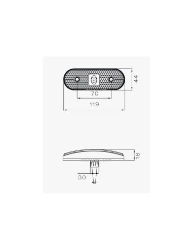 Dimensiones de Piloto LED Ambar con conector + grapa 24V Unipoint 1 31-2004-017 Aspock | LeonLeds