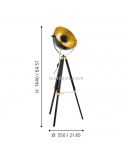 Lámpara de pie industrial Covaleda negra y dorada ambiente eglo Iluminación dimensiones