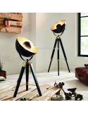 Lámpara de pie industrial Covaleda negra y dorada ambiente eglo Iluminación