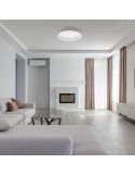 Lâmpada de teto LED têxtil Palomaro grande ambiente cinza taupe