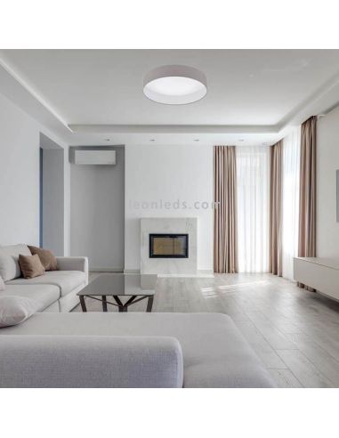 Lâmpada de teto LED têxtil Palomaro grande ambiente cinza taupe